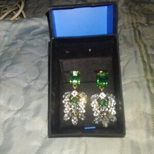 Beautiful emerald and cz costume earrings